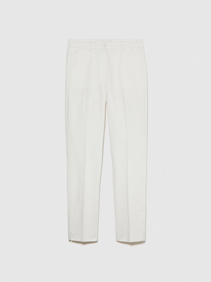 Regular fit chinos - women's chino trousers - White | Sisley image number 5